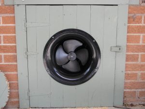 Gable fan in door to subfloor space